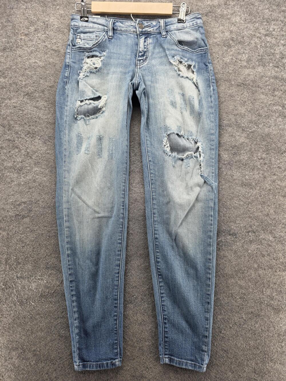 KanCan Jeans Womens 25 Blue Light Wash Distressed Ripped Denim Frayed VBK1072R
